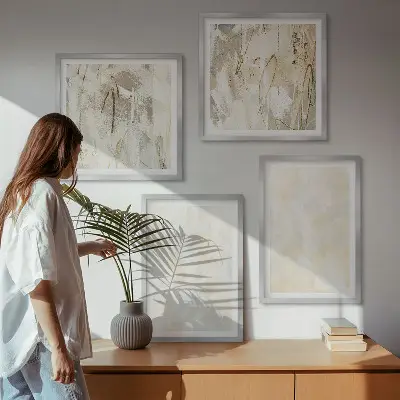 Billedsæt med ramme lys maling med tekstureret design