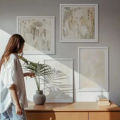 Billedsæt med ramme lys maling med tekstureret design