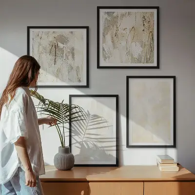 Billedsæt med ramme lys maling med tekstureret design