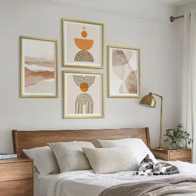Billedvæg til over sofa minimalistisk stil i strukturerede nuancer