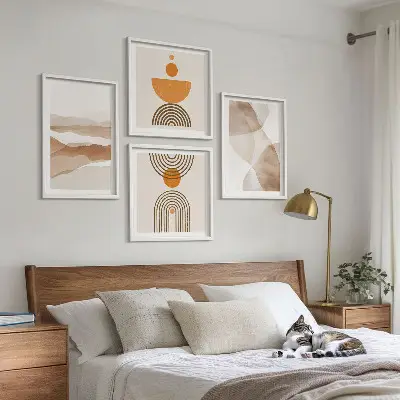 Billedvæg til over sofa minimalistisk stil i strukturerede nuancer
