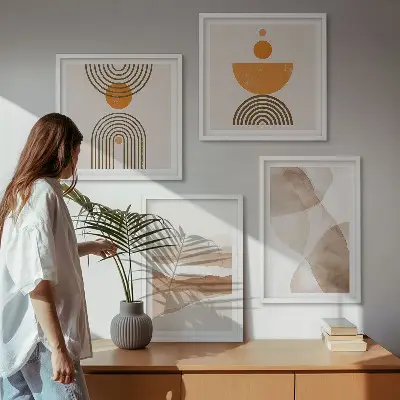 Billedvæg til over sofa minimalistisk stil i strukturerede nuancer