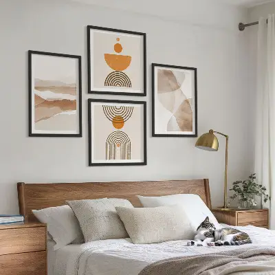 Billedvæg til over sofa minimalistisk stil i strukturerede nuancer