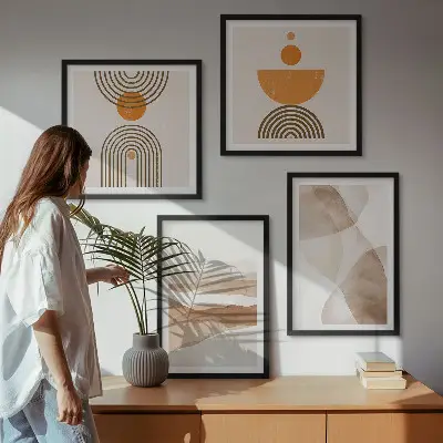 Billedvæg til over sofa minimalistisk stil i strukturerede nuancer