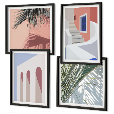 Billedsæt med ramme Illustrationer af byens arkitektur