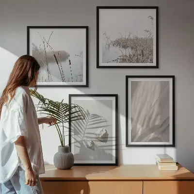 Billedvæg til sofa nærbilleder af boho-teksturer