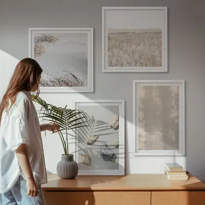 Billedsæt med ramme med boho naturlige teksturer