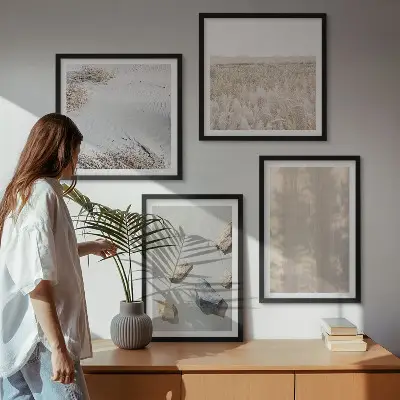 Billedsæt med ramme med boho naturlige teksturer