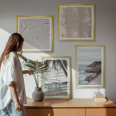 Billedvæg over sofa Sommerudsigt over sand og havet