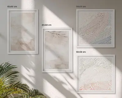 Akvarelblade i pastel billedvæg til over sofa