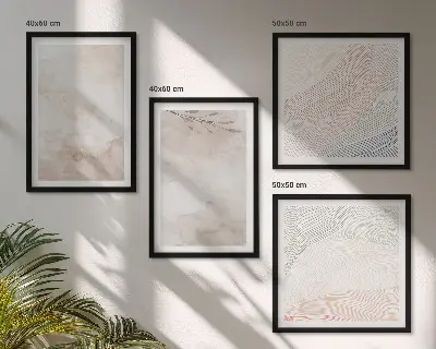 Akvarelblade i pastel billedvæg til over sofa