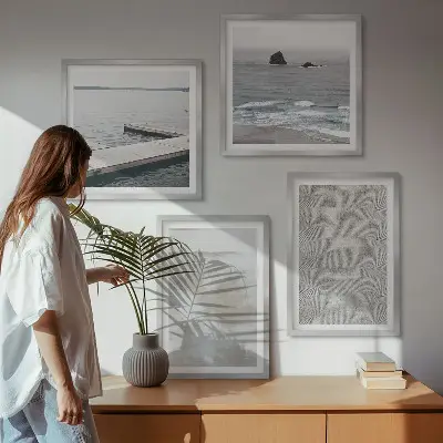 Billedvæg til over sofaen moderne abstrakt design med teksturer
