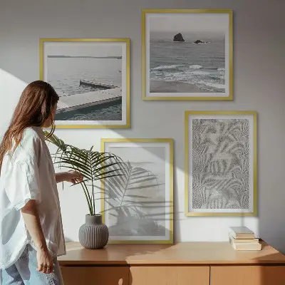 Billedvæg til over sofaen moderne abstrakt design med teksturer
