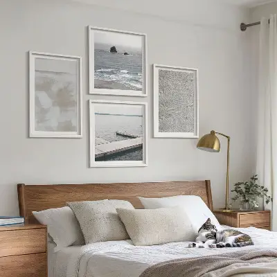 Billedvæg til over sofaen moderne abstrakt design med teksturer