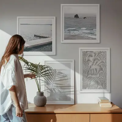 Billedvæg til over sofaen moderne abstrakt design med teksturer