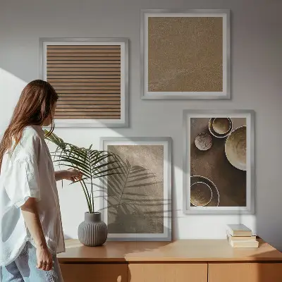 Billedvæg Moderne stenstrukturer til ophæng over sofaen