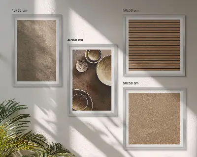 Billedvæg Moderne stenstrukturer til ophæng over sofaen