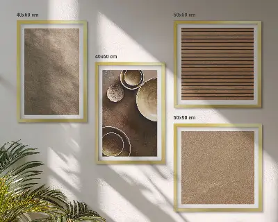 Billedvæg Moderne stenstrukturer til ophæng over sofaen