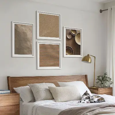 Billedvæg Moderne stenstrukturer til ophæng over sofaen