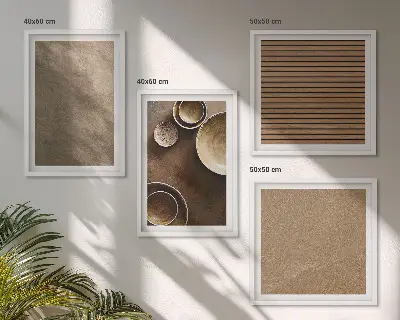 Billedvæg Moderne stenstrukturer til ophæng over sofaen
