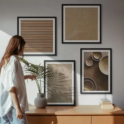 Billedvæg Moderne stenstrukturer til ophæng over sofaen