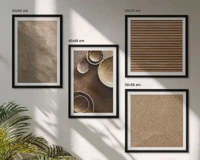 Billedvæg Moderne stenstrukturer til ophæng over sofaen
