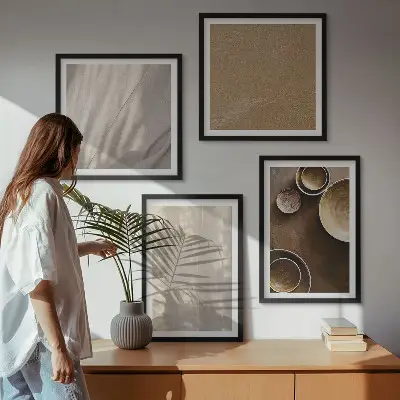 Billedsæt med ramme med minimalistiske teksturer