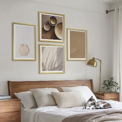 Billedvæg over sofa Minimalistiske varme teksturer