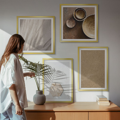 Billedvæg over sofa Minimalistiske varme teksturer