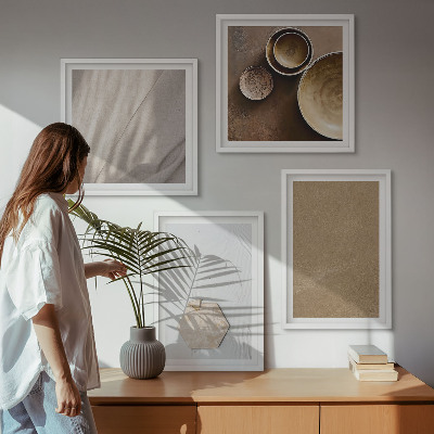 Billedvæg over sofa Minimalistiske varme teksturer