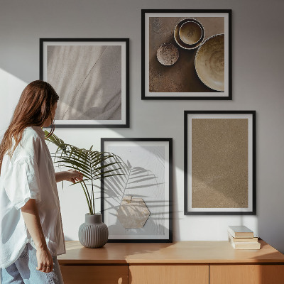 Billedvæg over sofa Minimalistiske varme teksturer