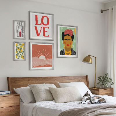Billedsæt over sofa Boho-stil blomster kvinde