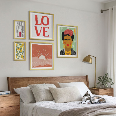 Billedsæt over sofa Boho-stil blomster kvinde