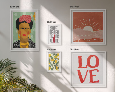 Billedsæt over sofa Boho-stil blomster kvinde