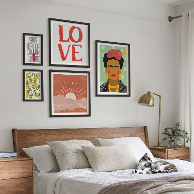 Billedsæt over sofa Boho-stil blomster kvinde