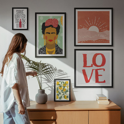 Billedsæt over sofa Boho-stil blomster kvinde