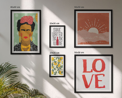 Billedsæt over sofa Boho-stil blomster kvinde