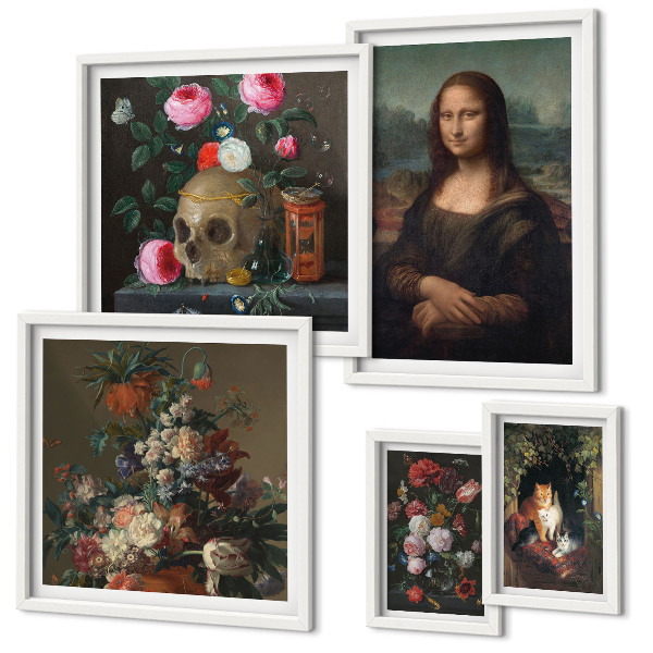 Billedkomposition til væg Vintage blomsterportrætter