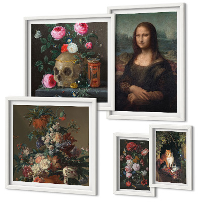 Billedkomposition til væg Vintage blomsterportrætter