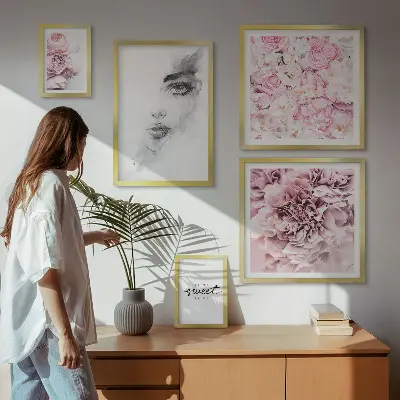 Blomsterportræt billedkomposition til væg