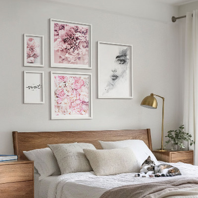 Billedkomposition til væg Blomsterportræt om hjemmet