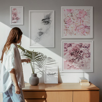 Billedkomposition til væg Blomsterportræt om hjemmet