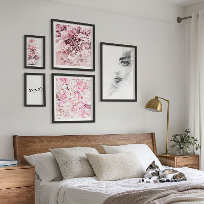 Billedkomposition til væg Blomsterportræt om hjemmet