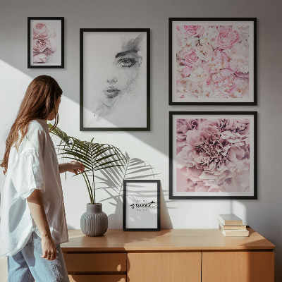 Billedkomposition til væg Blomsterportræt om hjemmet