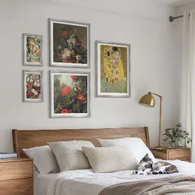 Blomsterkunstkompositioner billedsæt til ophængning over sofa