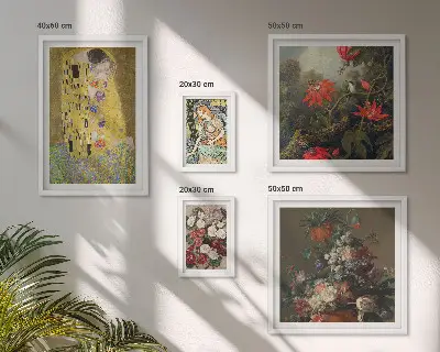 Blomsterkunstkompositioner billedsæt til ophængning over sofa