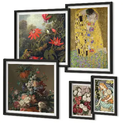 Blomsterkunstkompositioner billedsæt til ophængning over sofa