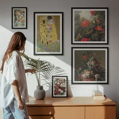 Blomsterkunstkompositioner billedsæt til ophængning over sofa