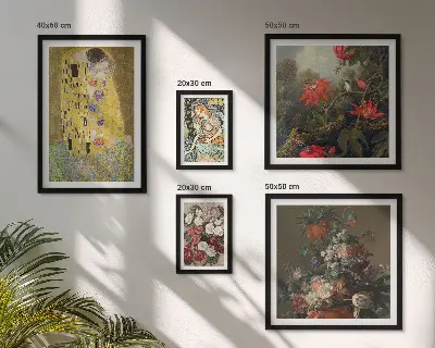 Blomsterkunstkompositioner billedsæt til ophængning over sofa