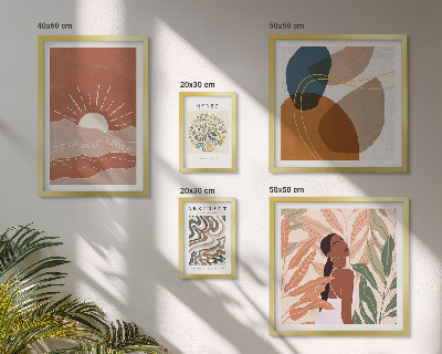 Billedkomposition til væg Abstrakte plantemotiver i boho-stil